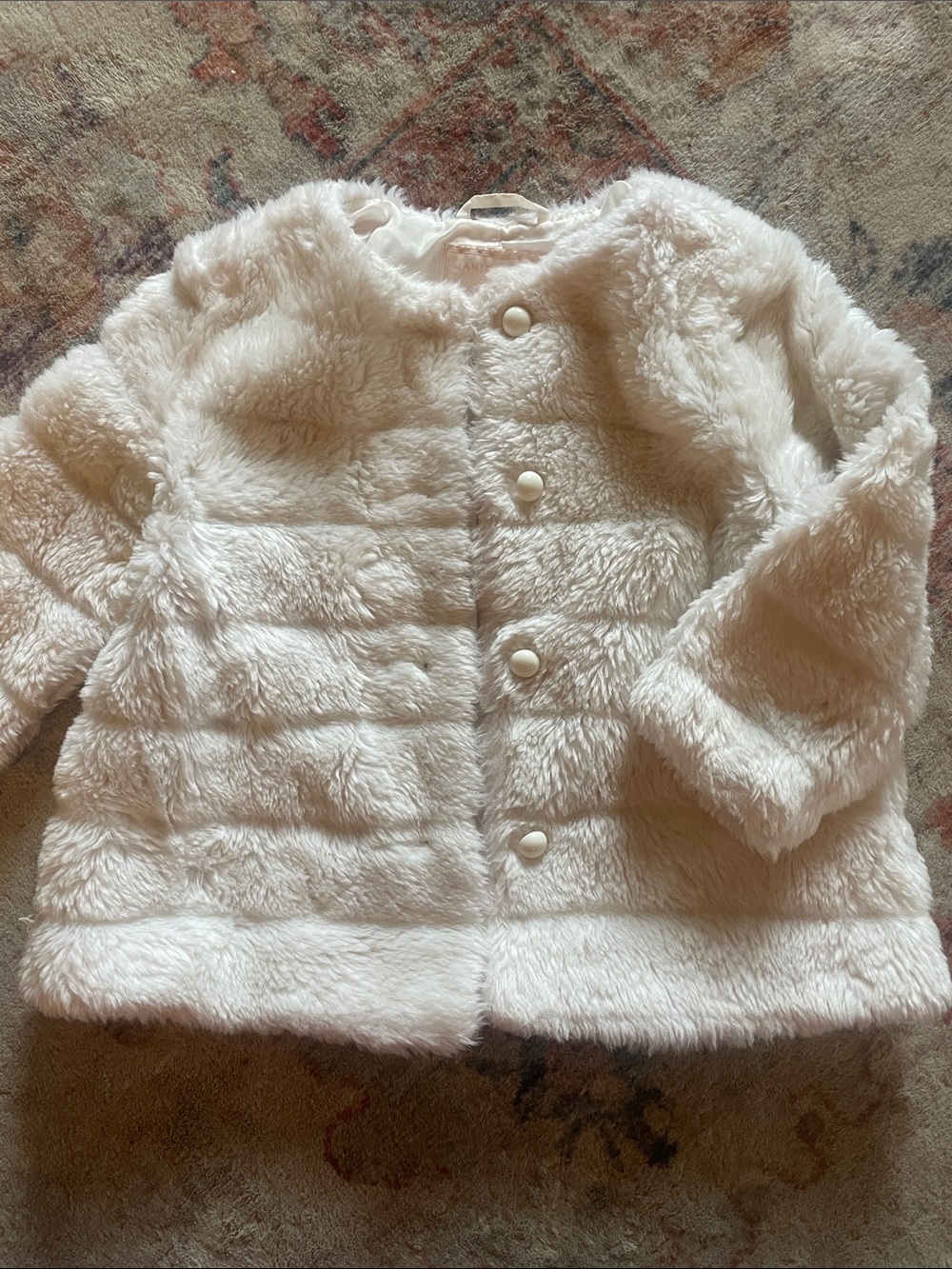 Janie and Jack Cream Faux Fur Channel Quilted Jacket